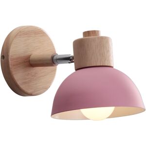 Wottes - Modern Indoor Wall Lamp Metal Wooden Wall Light Rotatable Wall Sconce Ø15CM Pink