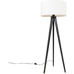 QAZQA Floor Lamp Tripod Black with White Lampshade 50 cm - Tripod Classic