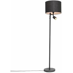 QAZQA Floor Lamp Black with White Interior and Reading Light - Jelena