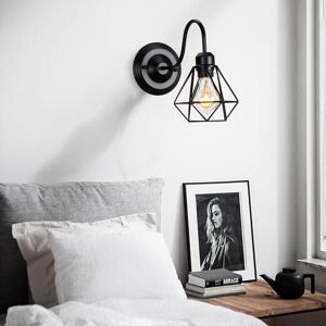 AXHUP Wall Lamp Indoor Industrial Retro Diamant Cage Made of Metal Lamp Vintage Decoration Black