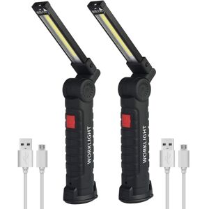 Memkey - 2x Cob Work Light Rechargeable led Hand Lamp Cob Workshop Lamp Flashlight led Handheld Work Light with Magnetic Base Inspection Lamp for