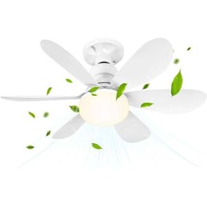 ZVD Ceiling Fan with Light and Remote Control, 30W Dimmable LED Ceiling Fan with E27 Socket, Ceiling Fan Chandelier for Bedroom, Living Room, 6
