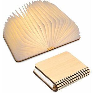 ZVD-LED Wooden Book Lamp, Christmas Gift Idea Book Lamp Folding and Magnetic, USB Rechargeable LED Paper Lamp, Decorative Light with 2000 mAh