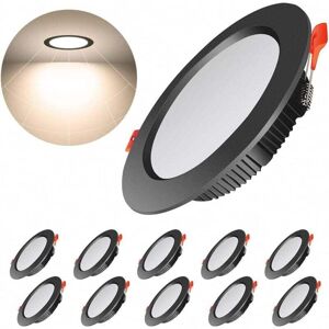 ZVD Lot de 10 Spot led Encastrable Noir Extra Plat,500LM 7W Rond Plafond Encastrés led =50W Incandescence,Blanc Naturel 4000K,AC 220-240V,IP44,Spot Led