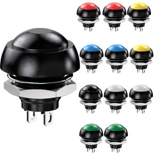 Longziming - 12pcs 12mm Waterproof Momentary Push Button spst on/off 3A/3V-5V-9V-12V-24V-230VAC, Unlockable Round Button, for Car Trumpet, pc, Table Longziming - 12pcs 12mm Waterproof Momentary Push Button spst on/off 3A/3V-5V-9V-12V-24V-230VAC, Unlockable Round Button, for Car Trumpet, pc, Table