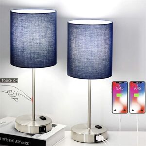 TONCHEAN 2 Pack Desk Lamps with usb Charging Port, Bedside Lamp with ac Outlet, Modern Minimalist Desk Lamp with Fabric Shade for Living Room, Bedroom, Office TONCHEAN 2 Pack Desk Lamps with usb Charging Port, Bedside Lamp with ac Outlet, Modern Minimalist Desk Lamp with Fabric Shade for Living Room, Bedroom, Office