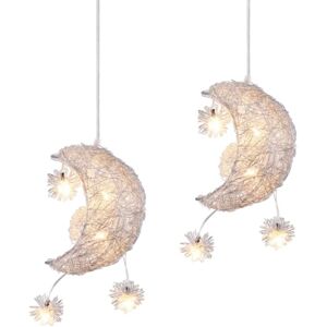 WOTTES 2-pack Modern Ceiling Pendant Lighting Adjustable Height Hanging Light Moon Lampshade Warm Light Ø17cm WOTTES 2-pack Modern Ceiling Pendant Lighting Adjustable Height Hanging Light Moon Lampshade Warm Light Ø17cm