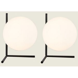 Wottes - 2-pack Modern Table Lamp White Glass Shade Nightstand Desk Lamp Aesthetic Lamps for Bedroom Bedside Black Ø20cm Wottes - 2-pack Modern Table Lamp White Glass Shade Nightstand Desk Lamp Aesthetic Lamps for Bedroom Bedside Black Ø20cm