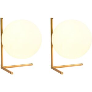 Wottes - 2-pack Modern Table Lamp White Glass Shade Nightstand Desk Lamp Aesthetic Lamps for Bedroom Bedside Gold Ø20cm Wottes - 2-pack Modern Table Lamp White Glass Shade Nightstand Desk Lamp Aesthetic Lamps for Bedroom Bedside Gold Ø20cm