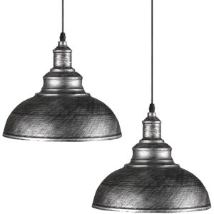 STOEX 2 Pack Pendant Light Industrial Ceiling Lighting Metal Lamp Shade for Farmhouse Restaurant Kitchen Chandelier E27 Silver Grey STOEX 2 Pack Pendant Light Industrial Ceiling Lighting Metal Lamp Shade for Farmhouse Restaurant Kitchen Chandelier E27 Silver Grey