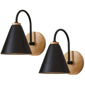 STOEX 2 Piece Modern Wooden Wall Light (Black) Retro Wall Sconce Minimalist Nordic Wall Lights E27 For Living Room Bedroom Study Porch Corridor STOEX 2 Piece Modern Wooden Wall Light (Black) Retro Wall Sconce Minimalist Nordic Wall Lights E27 For Living Room Bedroom Study Porch Corridor