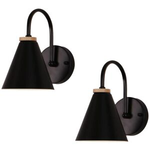 NORCKS 2 Piece Modern Wooden Wall Light E27 Retro Wall Sconce (Black) Minimalist Nordic Wall Lights For Living Room Bedroom Study Porch Corridor NORCKS 2 Piece Modern Wooden Wall Light E27 Retro Wall Sconce (Black) Minimalist Nordic Wall Lights For Living Room Bedroom Study Porch Corridor