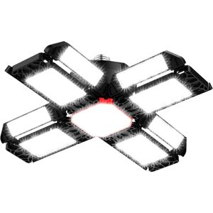 Longziming - 200W led Workshop Light Garage Lighting 1 pcs - 20000LM 6500K Deformable Ceiling Light with 12 Adjustable Panels - E26 / E27 Bay light Longziming - 200W led Workshop Light Garage Lighting 1 pcs - 20000LM 6500K Deformable Ceiling Light with 12 Adjustable Panels - E26 / E27 Bay light