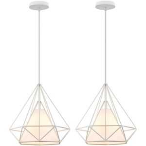 Norcks - 25CM Industrial Hanging Lamp,White Retro Pendant Light Vintage Pendant Lights Iron Metal Ceiling Light Creative Diamond Shape Ceiling Light Norcks - 25CM Industrial Hanging Lamp,White Retro Pendant Light Vintage Pendant Lights Iron Metal Ceiling Light Creative Diamond Shape Ceiling Light