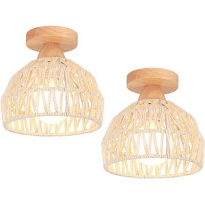 NORCKS 2PCS) 20CM Retro Ceiling Lamp Light Hemp Rope Braided Ceiling Light Modern Indoor Ceiling Light White NORCKS 2PCS) 20CM Retro Ceiling Lamp Light Hemp Rope Braided Ceiling Light Modern Indoor Ceiling Light White