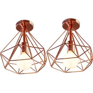 Norcks - 2PCS 25CM Vintage Diamond Rose Gold Ceiling Lamp Metal Cage Industrial Ceiling Light Creative Chandelier Norcks - 2PCS 25CM Vintage Diamond Rose Gold Ceiling Lamp Metal Cage Industrial Ceiling Light Creative Chandelier
