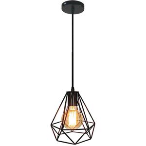 Axhup - Pendant Light Industrial, Vintage Hanging Ceiling Lamp Fitting, Chandelier with Ø20cm Diamond Cage for Bedroom Living Room Kitchen Island Axhup - Pendant Light Industrial, Vintage Hanging Ceiling Lamp Fitting, Chandelier with Ø20cm Diamond Cage for Bedroom Living Room Kitchen Island