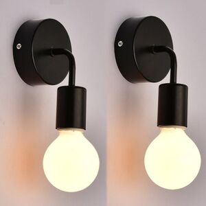 NORCKS 2PCS Creative Wall Lamp Modern Wall Light Minimalist Iron Wall Sconce For Kids Room Bedroom Restaurant E27 Black NORCKS 2PCS Creative Wall Lamp Modern Wall Light Minimalist Iron Wall Sconce For Kids Room Bedroom Restaurant E27 Black