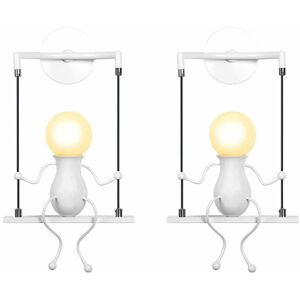 NORCKS 2PCS Creative Wall Light Retro Wall Sconce Modern Metal Wall Lamp For Living Room Bedroom Children Room White NORCKS 2PCS Creative Wall Light Retro Wall Sconce Modern Metal Wall Lamp For Living Room Bedroom Children Room White