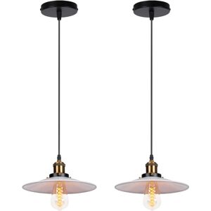 NORCKS 2PCS Industrial Simple Pendant Lights Antique Retro Pendant Light Ø22CM Vintage Ceiling Lights Iron Metal Lamp Shade White For Bar Corridor Kitchen NORCKS 2PCS Industrial Simple Pendant Lights Antique Retro Pendant Light Ø22CM Vintage Ceiling Lights Iron Metal Lamp Shade White For Bar Corridor Kitchen