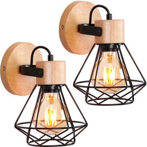 NORCKS 2PCS Metal Wall Light Retro Wall Lamp Wood Wall Lamp Black Indoor Wall Lamp E27 Modern Wall Lamp Diamond Cage Wall Lamp NORCKS 2PCS Metal Wall Light Retro Wall Lamp Wood Wall Lamp Black Indoor Wall Lamp E27 Modern Wall Lamp Diamond Cage Wall Lamp