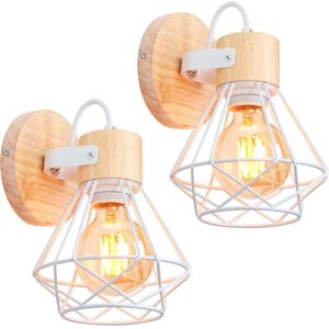 NORCKS 2PCS Metal Wall Light Retro Wall Lamp Wood Wall Lamp White Indoor Wall Lamp E27 Modern Wall Lamp Diamond Cage Wall Lamp NORCKS 2PCS Metal Wall Light Retro Wall Lamp Wood Wall Lamp White Indoor Wall Lamp E27 Modern Wall Lamp Diamond Cage Wall Lamp