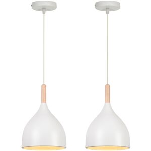 NORCKS 2PCS Modern Ceiling Light Retro Pendant Light White Metal Pendant Light , E27 Indoor Pendant Light For Bedroom Living Room Hallway NORCKS 2PCS Modern Ceiling Light Retro Pendant Light White Metal Pendant Light , E27 Indoor Pendant Light For Bedroom Living Room Hallway