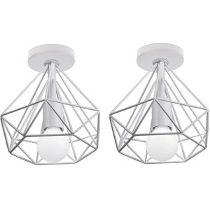 Norcks - 2PCS Modern Ceiling Lights Retro Antique Ceiling Light Metal Cage 20CM Chandelier Antique Ceiling Lamp White For Bar Cafe Office Norcks - 2PCS Modern Ceiling Lights Retro Antique Ceiling Light Metal Cage 20CM Chandelier Antique Ceiling Lamp White For Bar Cafe Office