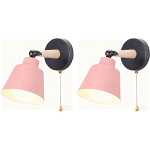 NORCKS 2PCS Modern Wall Light E27 Minimalist Retro Wall Sconce Nordic Indoor Wall Lamp For Bedroom Office Corridor Hallway Pink NORCKS 2PCS Modern Wall Light E27 Minimalist Retro Wall Sconce Nordic Indoor Wall Lamp For Bedroom Office Corridor Hallway Pink