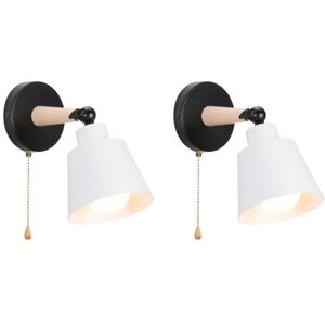 NORCKS 2PCS Modern Wall Light E27 Minimalist Retro Wall Sconce Nordic Indoor Wall Lamp White For Bedroom Office Corridor Hallway NORCKS 2PCS Modern Wall Light E27 Minimalist Retro Wall Sconce Nordic Indoor Wall Lamp White For Bedroom Office Corridor Hallway