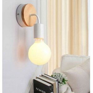 AXHUP Wall Lighting Fixture 2 Pack, Adjustable Wall Lamp Fitting, Wooden Wall Sconce with E27 Bulb Indoor for Bedroom Bedside Living Room - White AXHUP Wall Lighting Fixture 2 Pack, Adjustable Wall Lamp Fitting, Wooden Wall Sconce with E27 Bulb Indoor for Bedroom Bedside Living Room - White