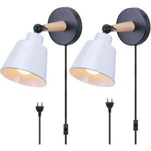 NORCKS 2PCS Modern Wall Light Minimalist Retro Wall Sconce White Nordic Indoor Wall Lamp For Hallway Bedroom Office Corridor E27 (With Euro Plug) NORCKS 2PCS Modern Wall Light Minimalist Retro Wall Sconce White Nordic Indoor Wall Lamp For Hallway Bedroom Office Corridor E27 (With Euro Plug)