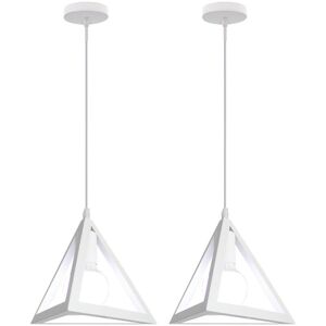 NORCKS 2PCS Pendant Light- E27 Metal Lampshade Creative Triangle Ceiling Light Retro Chandelier Vintage Industrial Pendant Lights White NORCKS 2PCS Pendant Light- E27 Metal Lampshade Creative Triangle Ceiling Light Retro Chandelier Vintage Industrial Pendant Lights White