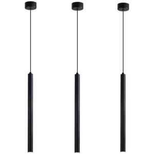 WOTTES Modern led Pendant Light Metal Ceiling Lamp Cylindrical Long Tube Hanging Light Black Chandelier Three-Color Variable Light 3Pcs WOTTES Modern led Pendant Light Metal Ceiling Lamp Cylindrical Long Tube Hanging Light Black Chandelier Three-Color Variable Light 3Pcs