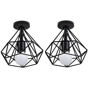 Norcks - 2PCS Retro Antique Ceiling Light Modern Ceiling Lights Metal Cage 20CM Chandelier Antique Ceiling Lamp Black For Bar Cafe Office Norcks - 2PCS Retro Antique Ceiling Light Modern Ceiling Lights Metal Cage 20CM Chandelier Antique Ceiling Lamp Black For Bar Cafe Office