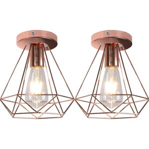 Norcks - 2PCS-Retro Diamond Ceiling Light Rose Gold Metal 20CM Chandelier Industrial E27 Ceiling Lamp Vintage Antique Ceiling Light Norcks - 2PCS-Retro Diamond Ceiling Light Rose Gold Metal 20CM Chandelier Industrial E27 Ceiling Lamp Vintage Antique Ceiling Light