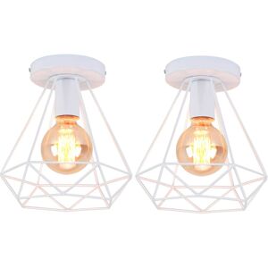 Norcks - 2PCS-Retro Diamond Ceiling Light White Metal 20CM Chandelier Industrial E27 Ceiling Lamp Vintage Antique Ceiling Light Norcks - 2PCS-Retro Diamond Ceiling Light White Metal 20CM Chandelier Industrial E27 Ceiling Lamp Vintage Antique Ceiling Light