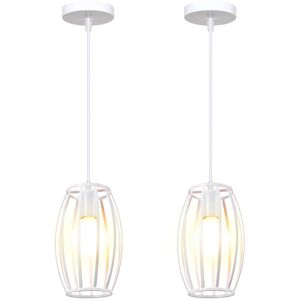 NORCKS 2PCS Retro Industrial Pendant Lights Vintage Chandelier Metal Hanging Lamp For Bedroom,Living Room,Dining Room,Kitchen White NORCKS 2PCS Retro Industrial Pendant Lights Vintage Chandelier Metal Hanging Lamp For Bedroom,Living Room,Dining Room,Kitchen White