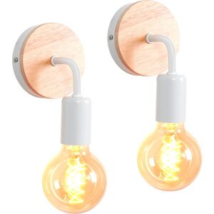 STOEX 2PCS Retro Wall Lights Metal Iron Wood Vintage Wall Lights E27 Plate Wall Light For Living Room, Bedroom, Bathroom, Hallway Bar Hotel (White,No Bulb) STOEX 2PCS Retro Wall Lights Metal Iron Wood Vintage Wall Lights E27 Plate Wall Light For Living Room, Bedroom, Bathroom, Hallway Bar Hotel (White,No Bulb)