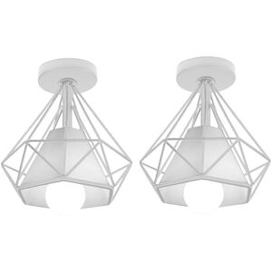 Norcks - 2PCS Vintage Ceiling Lights Modern Metal Cage Chandelier Industrial Retro Ceiling Lights For Bar Cafe Office White Norcks - 2PCS Vintage Ceiling Lights Modern Metal Cage Chandelier Industrial Retro Ceiling Lights For Bar Cafe Office White