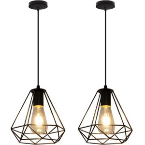 Norcks - 2PCS) Vintage Industrial Chandelier Retro Diamond Pendant Light Metal Cage Pendant Lights For Dining Room Living Room Bar Hotel Restaurant Norcks - 2PCS) Vintage Industrial Chandelier Retro Diamond Pendant Light Metal Cage Pendant Lights For Dining Room Living Room Bar Hotel Restaurant