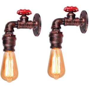 AXHUP 2pcs Vintage Industrial Wall Light Retro Metal Water Pipe Lamp Steampunk Wall Sconce, Rust Red AXHUP 2pcs Vintage Industrial Wall Light Retro Metal Water Pipe Lamp Steampunk Wall Sconce, Rust Red