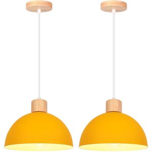 NORCKS 2PCS Vintage Metal Ceiling Light Yellow Modern Indoor Pendant Light Simple Pendant Lights E27 For Bedroom Bar Kitchen NORCKS 2PCS Vintage Metal Ceiling Light Yellow Modern Indoor Pendant Light Simple Pendant Lights E27 For Bedroom Bar Kitchen