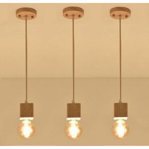 Wottes - Modern Pendant Lamp Wooden Ceiling Light Lampshade Classical Hanging Lighting Fixture Adjustable Chandelier 3PCS Wottes - Modern Pendant Lamp Wooden Ceiling Light Lampshade Classical Hanging Lighting Fixture Adjustable Chandelier 3PCS