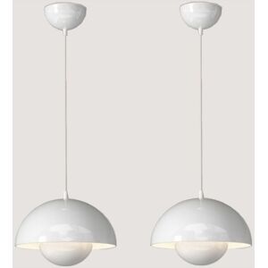 WOTTES Modern Pendant Light Metal Ceiling Lamp Indoor Hanging Lamp Adjustable Chandelier White Lampshade Ø23CM 2Pcs WOTTES Modern Pendant Light Metal Ceiling Lamp Indoor Hanging Lamp Adjustable Chandelier White Lampshade Ø23CM 2Pcs