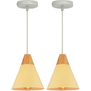 NORCKS (2PCS)-Wooden Pendant Lights Modern Pendant Light Retro Pendant Lights Nordic Style Ceiling Light Creative Hanging Lamp For Bedroom Living Room Yellow NORCKS (2PCS)-Wooden Pendant Lights Modern Pendant Light Retro Pendant Lights Nordic Style Ceiling Light Creative Hanging Lamp For Bedroom Living Room Yellow
