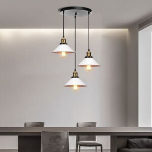 AXHUP 3 Lights Retro Industrial Pendant Light E27 Ceiling Light Adjustable Light Fixture for Dining Room Living Room Island Black and White AXHUP 3 Lights Retro Industrial Pendant Light E27 Ceiling Light Adjustable Light Fixture for Dining Room Living Room Island Black and White