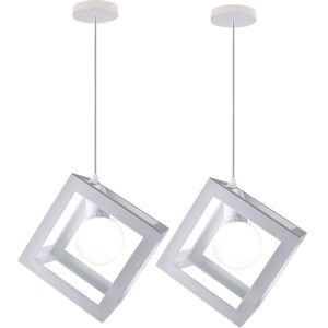 NORCKS 2PCS)Retro Ceiling Lights Iron Metal Cage Ceiling Light Modern Pendant Lights Geometric Ceiling Light White Creative Square Pendant Light NORCKS 2PCS)Retro Ceiling Lights Iron Metal Cage Ceiling Light Modern Pendant Lights Geometric Ceiling Light White Creative Square Pendant Light