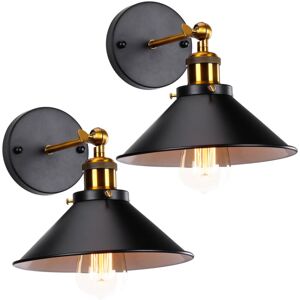 NORCKS 2PCS)Retro Modern Wall Light Indoor Vintage Wall Lamp (Black) Metal Simple Wall Sconce E27 For Indoor Lighting NORCKS 2PCS)Retro Modern Wall Light Indoor Vintage Wall Lamp (Black) Metal Simple Wall Sconce E27 For Indoor Lighting