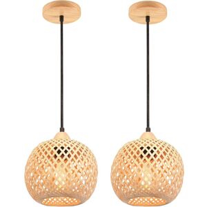 NORCKS 2X Φ20CM Modern Pendant Light Bamboo Weaving Pendant Lamp Bamboo Lampshade Vintage Ceiling Lamp For Restaurant, Living Room, Kitchen, Cafe NORCKS 2X Φ20CM Modern Pendant Light Bamboo Weaving Pendant Lamp Bamboo Lampshade Vintage Ceiling Lamp For Restaurant, Living Room, Kitchen, Cafe
